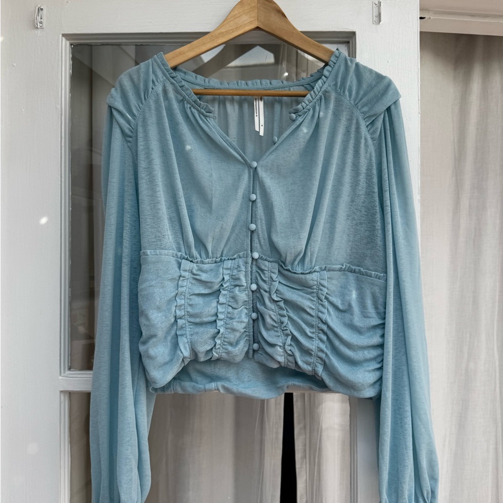 Anthropologie Sheer Ruched Women's Top - Picture 4 of 6